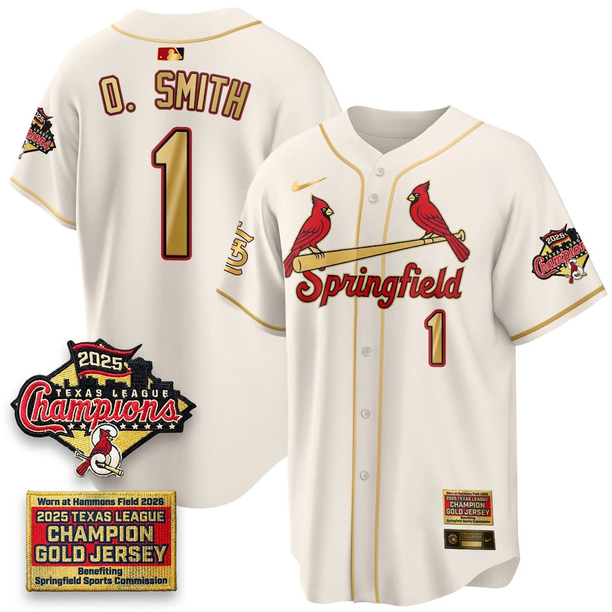 St. Louis Cardinals Springfield's Championship Gold Limited Jerseys - All Stitched by St. Louis Cardinals