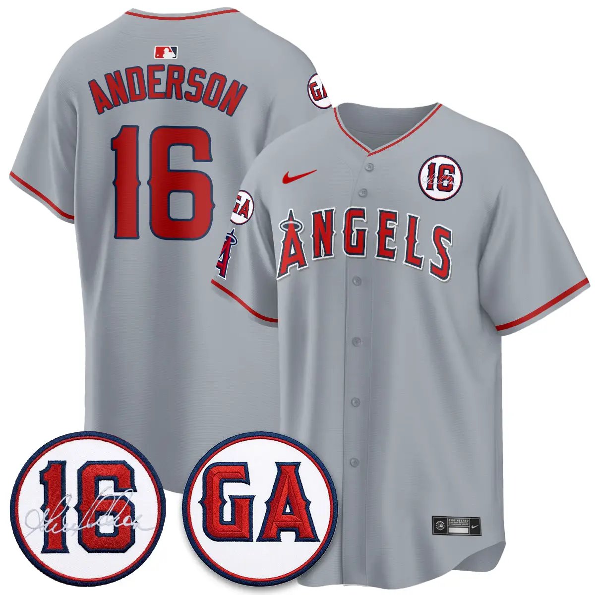 LAA Garret Anderson Tribute Patch Vapor Jersey - All Stitched V1 by Los Angeles Angels