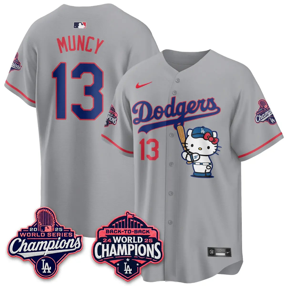 LAD x Hello Kitty Night 2026 Vapor White Jersey - All Stitched by Los Angeles Dodgers