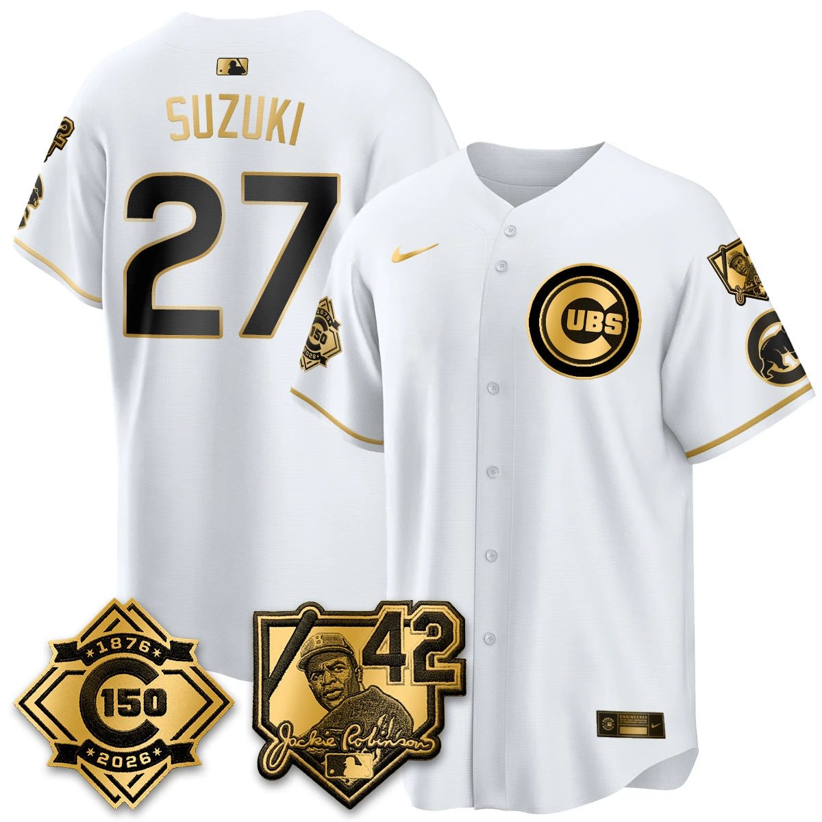 Chicago Cubs 150th Anniversary & Jackie Robinson Day Patch Vapor Premier Limited Jersey - All Stitched by Chicago Cubs