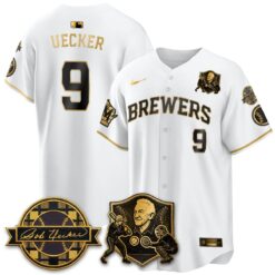 MIL Bob Uecker - 54 Seasons for Brewers' Vapor Limited Gold Jersey - All Stitched by Milwaukee Brewers