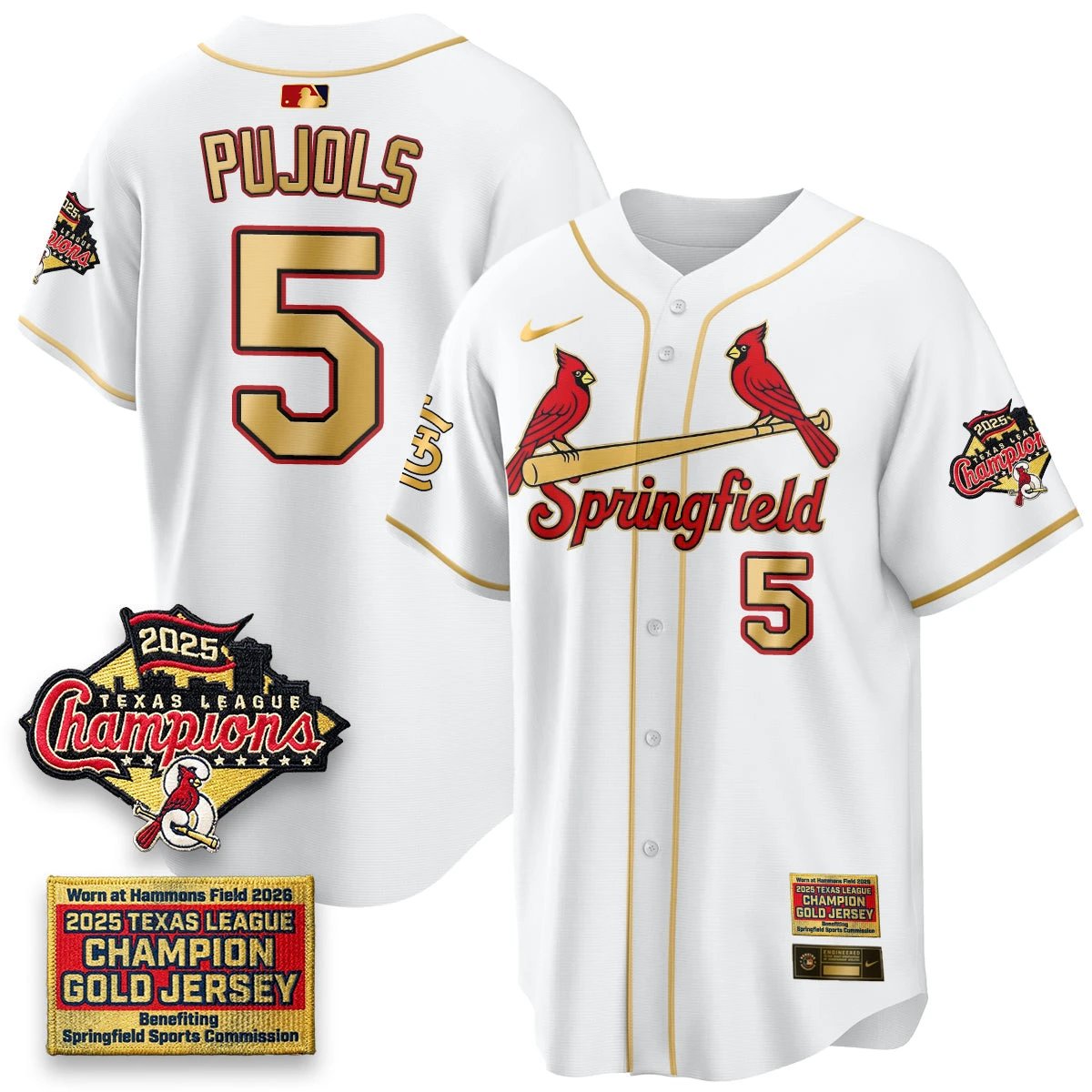 St. Louis Cardinals Springfield's Championship Gold Limited Jerseys - All Stitched by St. Louis Cardinals