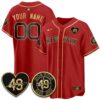 BOS Tim Wakefield Memorial Patch Vaper Premier Limited Gold Edition Custom Jersey - All Stitched by Boston Red Sox