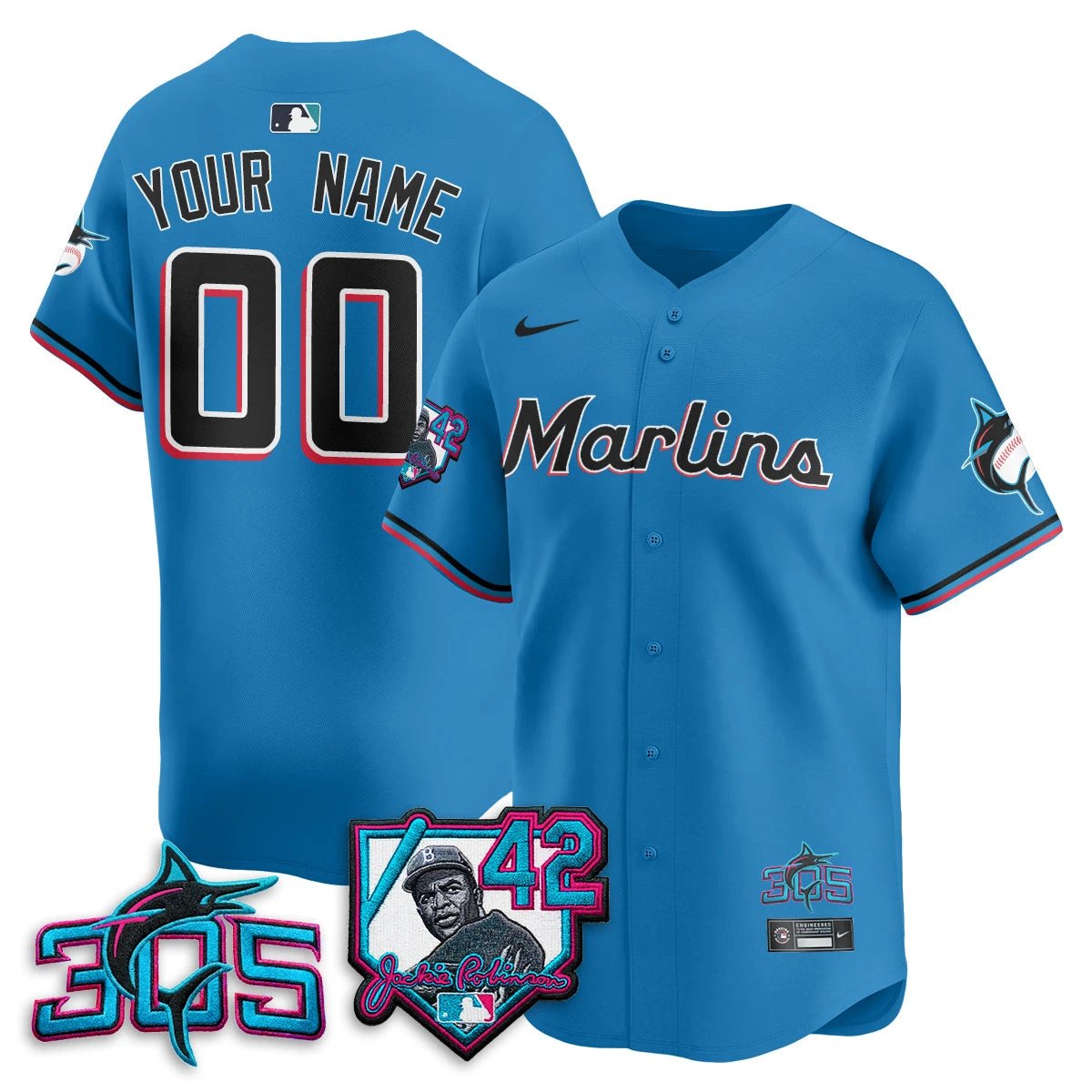 MIA 2026 Jackie Robinson New Era Vapor Custom Limited Jersey - All Stitched by Miami Marlins