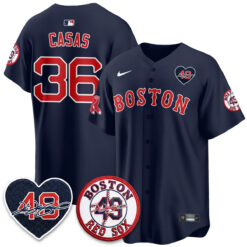 BOS Tim Wakefield Memorial Patch Vaper Premier Limited Gold Jersey - All Stitched by Boston Red Sox