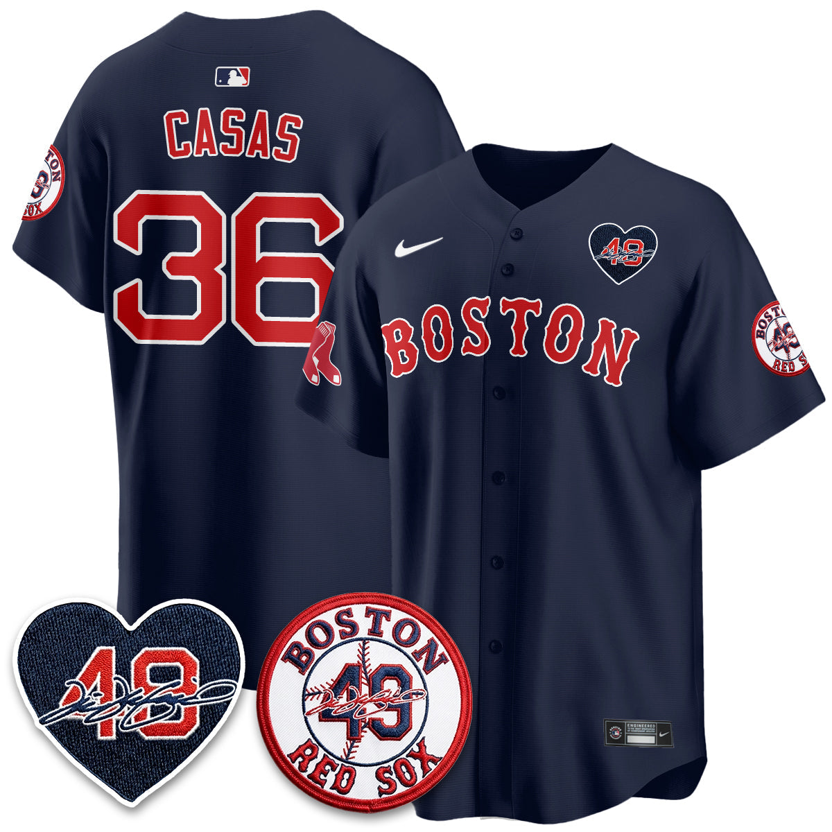 BOS Tim Wakefield Memorial Patch Vaper Premier Limited Gold Jersey - All Stitched by Boston Red Sox