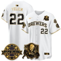 MIL Bob Uecker - 54 Seasons for Brewers' Vapor Limited Gold Jersey - All Stitched by Milwaukee Brewers