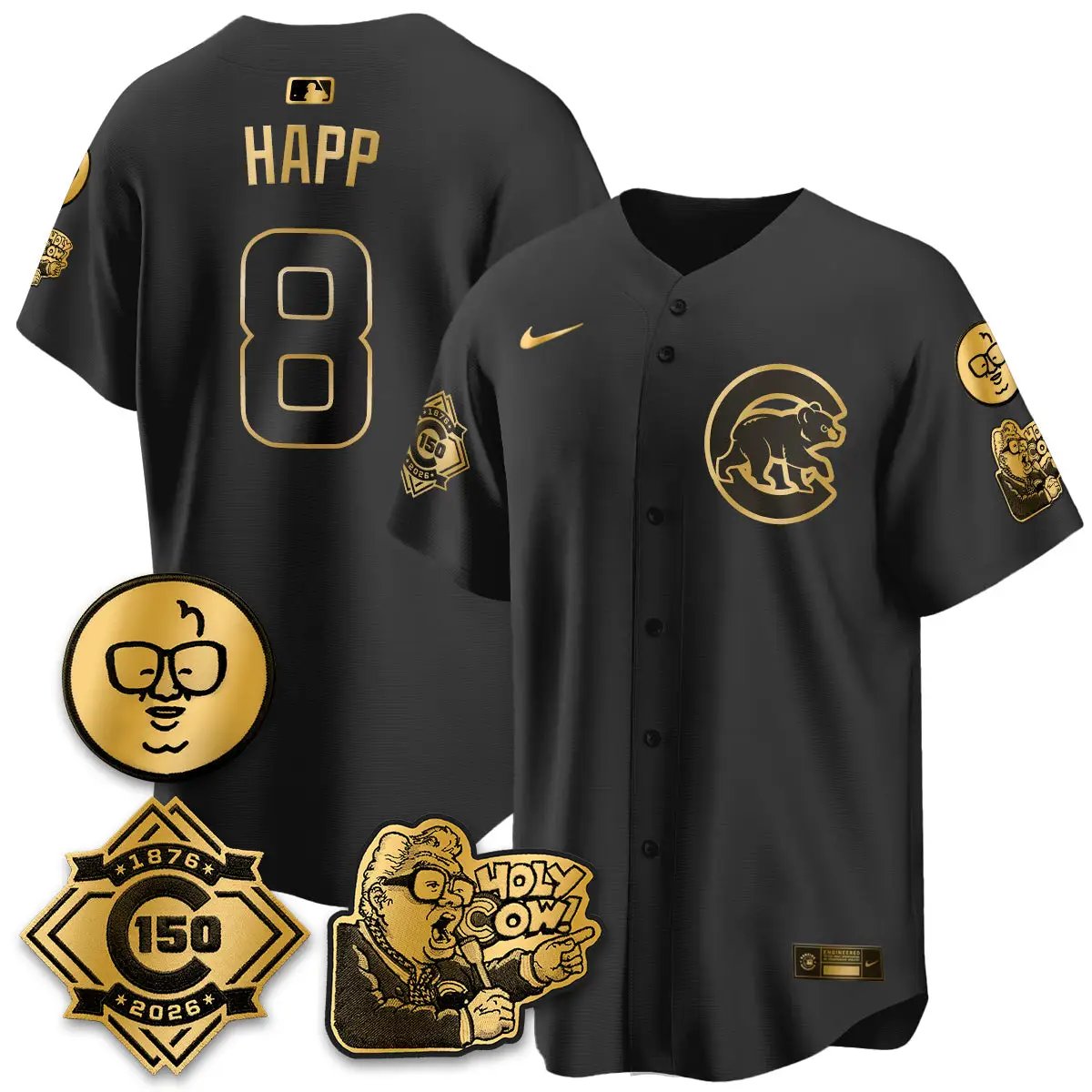 CHC 150th Anniversary Harry Caray Holy Cow Vapor Premier Limited Jersey - All Stitched V3 by Chicago Cubs