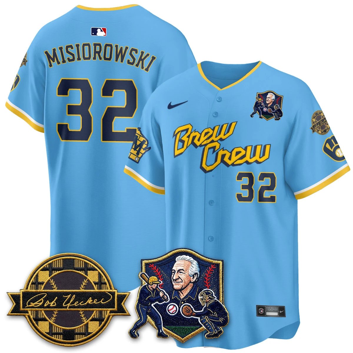 MIL Bob Uecker - 54 Seasons for Brewers' Vapor Limited Gold Jersey - All Stitched by Milwaukee Brewers