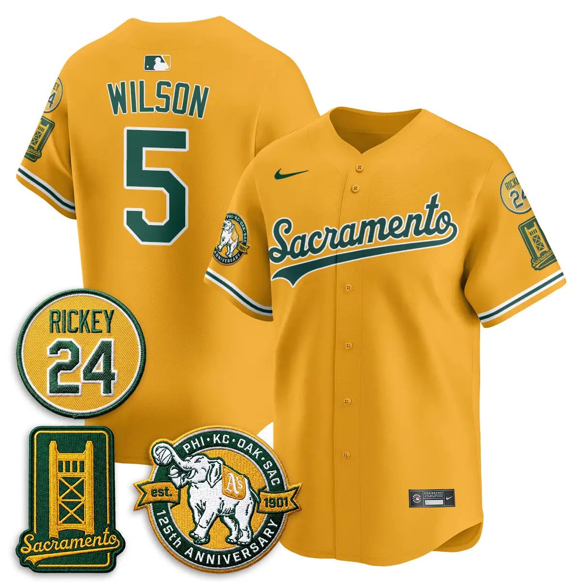 OAK 2026 Alternate Sacramento - Celebrating 125 Years - Limited Vapor Green Jersey - All Stitched by Oakland Athletics