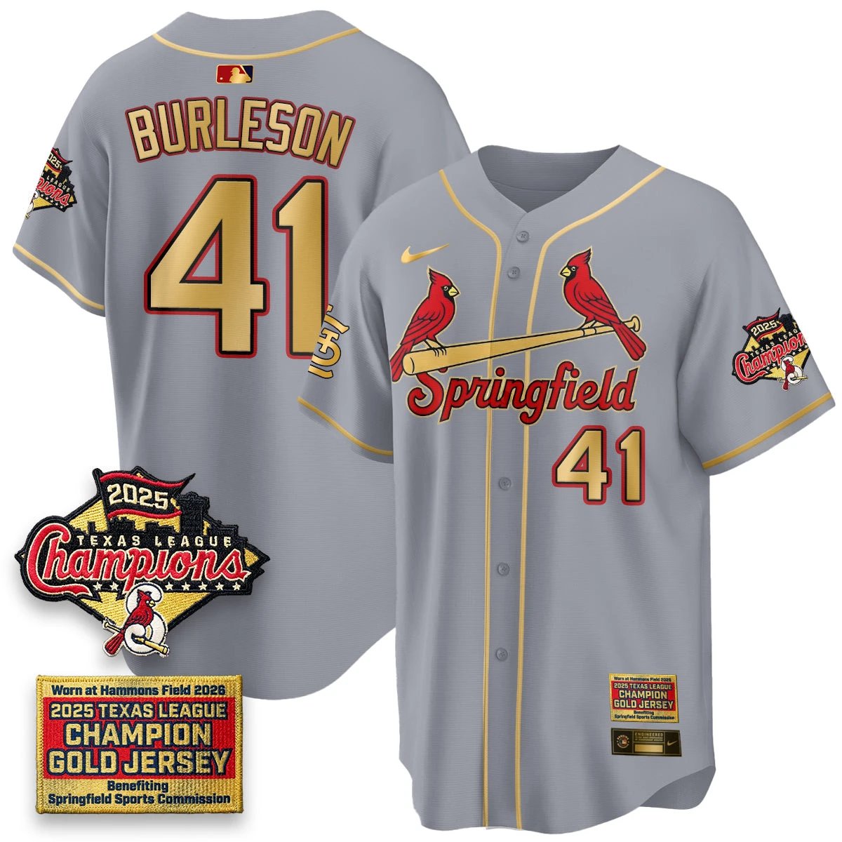 St. Louis Cardinals Springfield's Championship Gold Limited Jerseys - All Stitched by St. Louis Cardinals