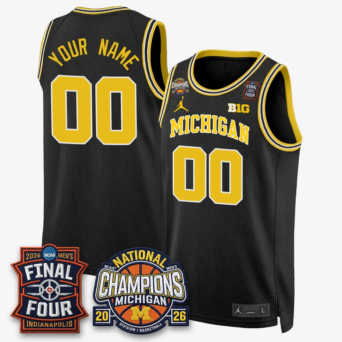 Michigan Wolverines Basketball National Champions Big Text Limited Vapor Custom Jersey - All Stitched by Michigan Wolverines