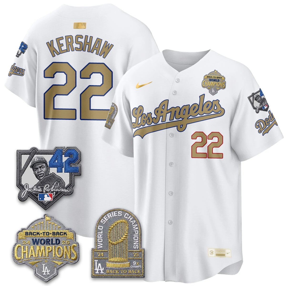 Los Angeles Dodgers 2026 New Era Gold Collection Vapor Limited Jersey - B2B Champs - All Stitched by Los Angeles Dodgers