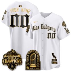 Los Angeles Dodgers World Series Champions Vapor Premier Limited Gothic Edition Custom Jersey - All Stitched by Los Angeles Dodgers