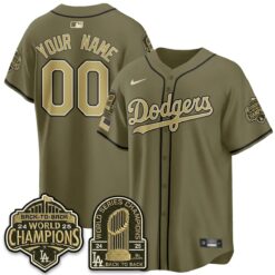 LAD New Era Olive 2026 Armed Forces Day Custom Jersey -All Stitched by Los Angeles Dodgers