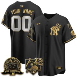 New York Yankees 2026 Jackie Robinson Day Vapor Limited Gold Edition Custom Jersey - All Stitched - V2 by New York Yankees