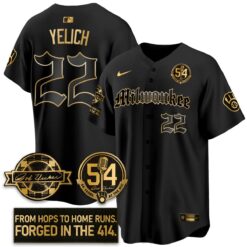 MIL Bob Uecker Patch Vapor Premier Limited Jersey - Gothic Edition - All Stitched by Milwaukee Brewers