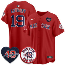 BOS Tim Wakefield Memorial Patch Vaper Premier Limited Gold Jersey - All Stitched by Boston Red Sox