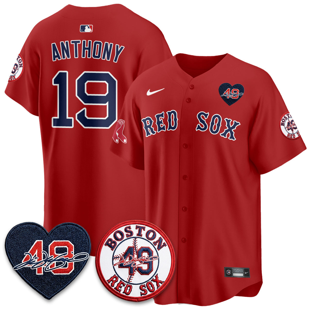 BOS Tim Wakefield Memorial Patch Vaper Premier Limited Gold Jersey - All Stitched by Boston Red Sox
