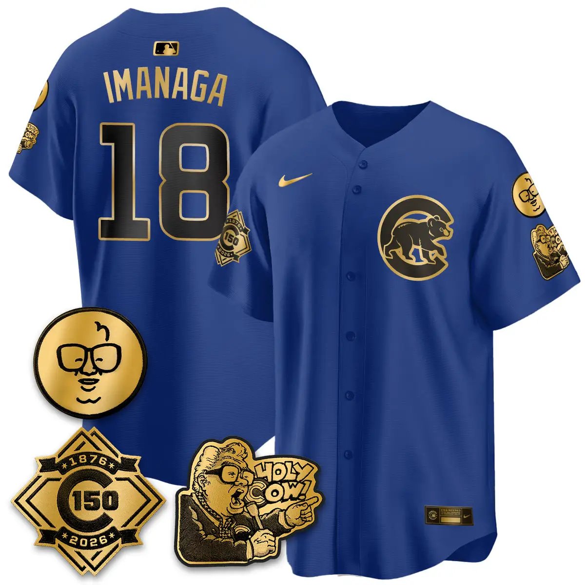 CHC 150th Anniversary Harry Caray Holy Cow Vapor Premier Limited Jersey - All Stitched V3 by Chicago Cubs