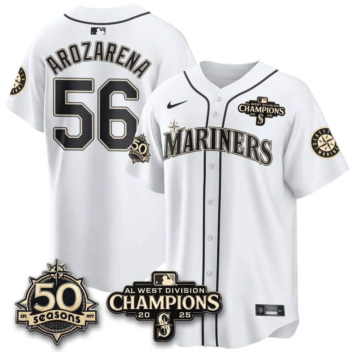 Seattle Mariners Vapor Premier Limited Jersey - 50th Anniversary & AL West Division Champions - Steelheads Community Funds - All Stitched by Seattle Mariners