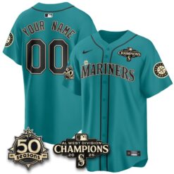 Seattle Mariners Vapor Premier Custom Limited Jersey - 50th Anniversary & AL West Division Champions - Steelheads Community Funds - All Stitched by Seattle Mariners