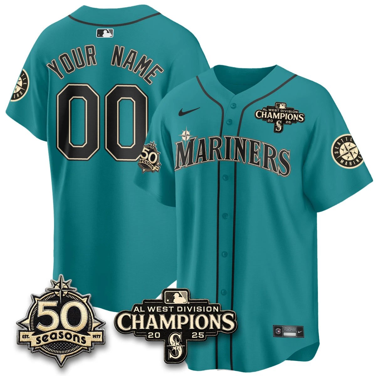 Seattle Mariners Vapor Premier Custom Limited Jersey - 50th Anniversary & AL West Division Champions - Steelheads Community Funds - All Stitched by Seattle Mariners