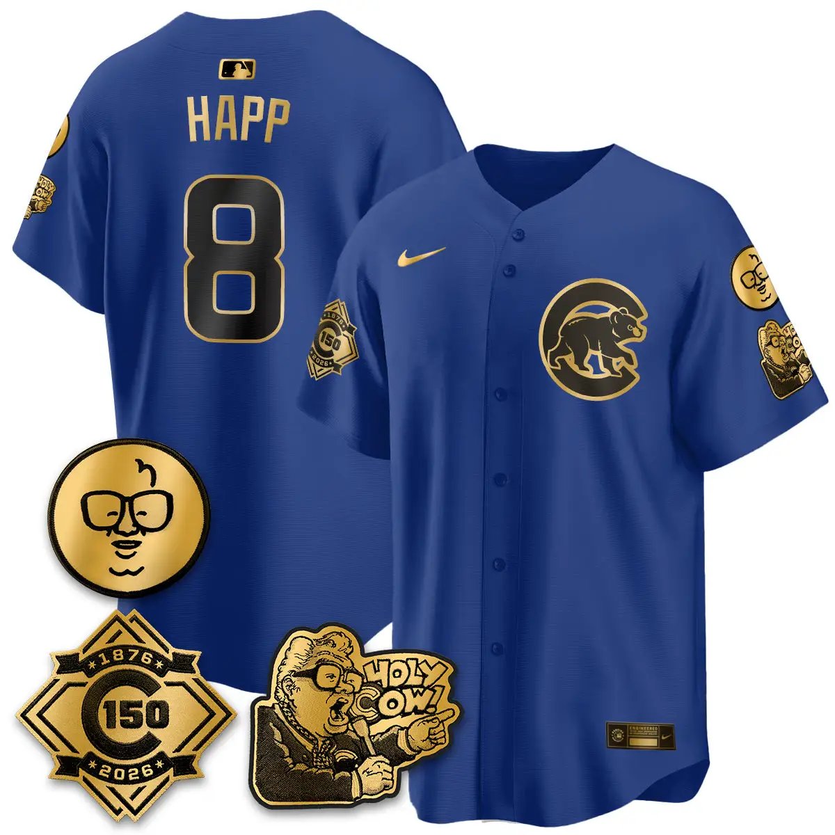 CHC 150th Anniversary Harry Caray Holy Cow Vapor Premier Limited Jersey - All Stitched V3 by Chicago Cubs