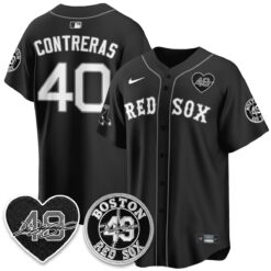 BOS Tim Wakefield Memorial Patch Vaper Premier Limited Jersey - All Stitched by Boston Red Sox