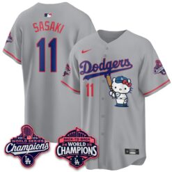 LAD x Hello Kitty Night 2026 Vapor White Jersey - All Stitched by Los Angeles Dodgers