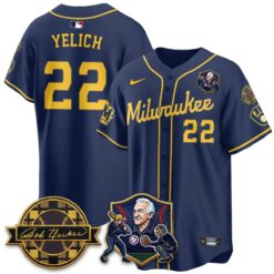 MIL Bob Uecker - 54 Seasons for Brewers' Vapor Limited Gold Jersey - All Stitched by Milwaukee Brewers