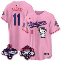 LAD x Hello Kitty Night 2026 Vapor White Jersey - All Stitched by Los Angeles Dodgers