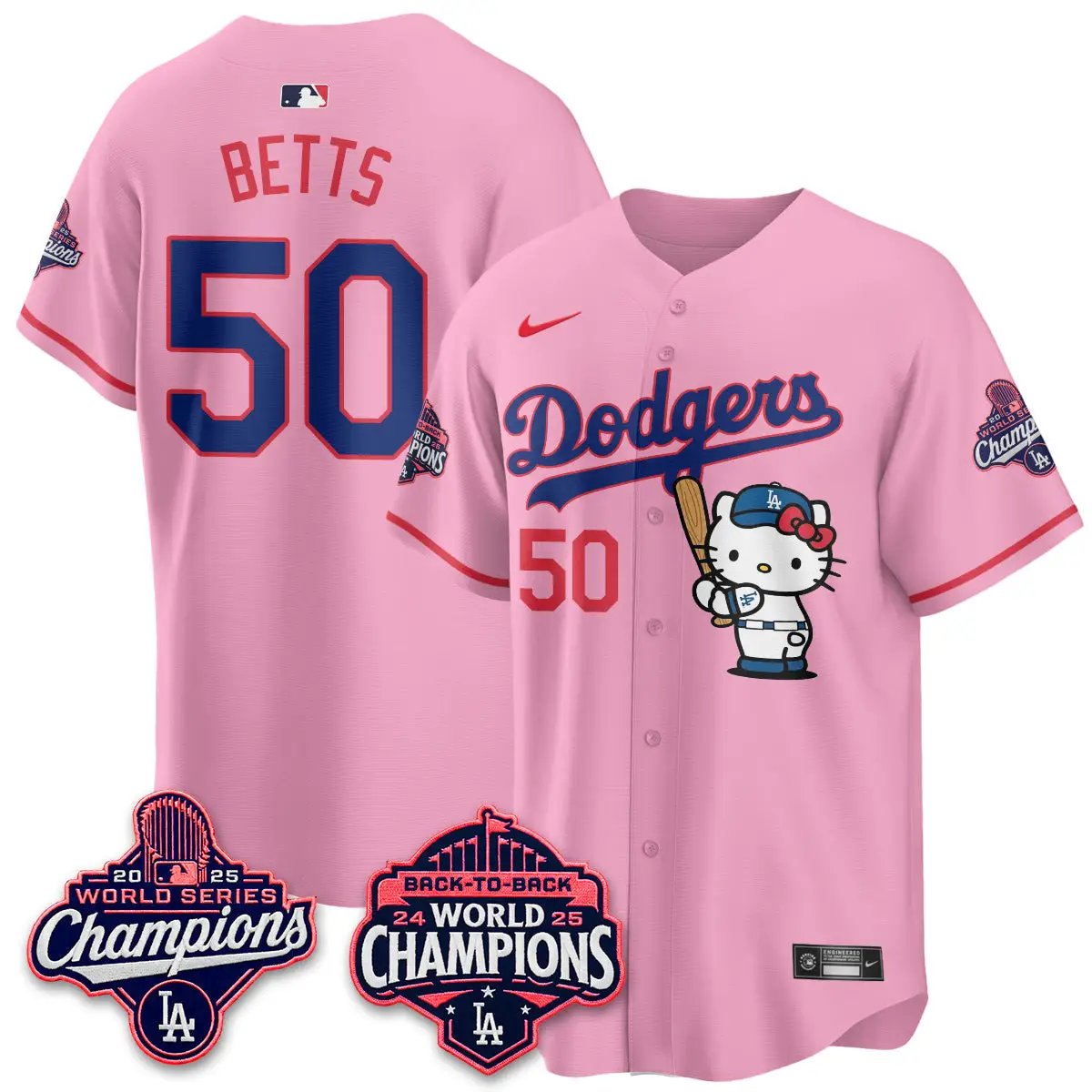 LAD x Hello Kitty Night 2026 Vapor White Jersey - All Stitched by Los Angeles Dodgers