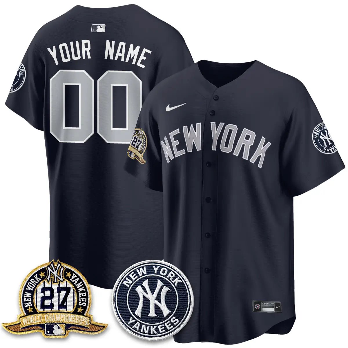 New York Yankees Alternate Custom Jersey - All Stitched by New York Yankees