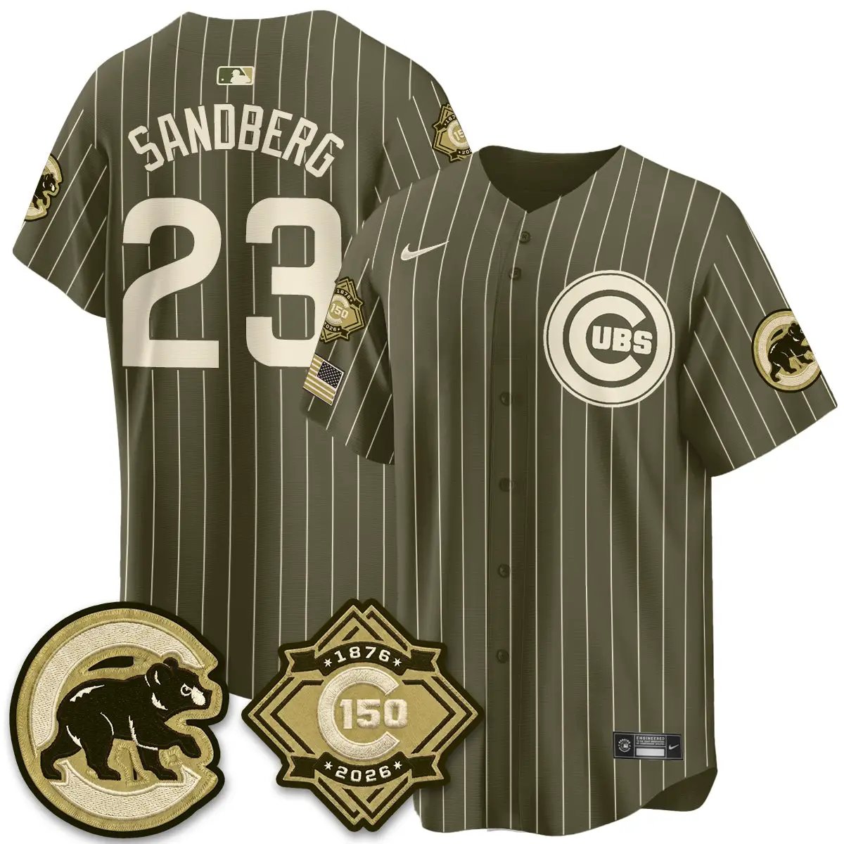 Chicago Cubs New Era Olive 2026 Armed Forces Day Jersey -All Stitched by Chicago Cubs