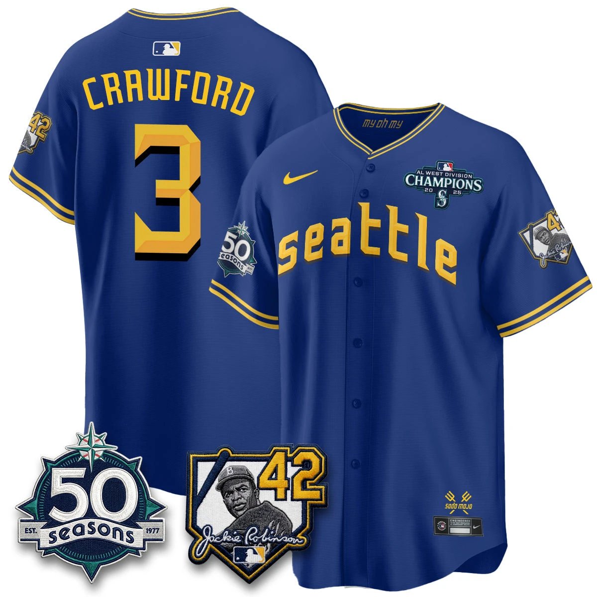 SEA 2026 Jackie Robinson New Era Vapor Limited Jersey - All Stitched by Seattle Mariners