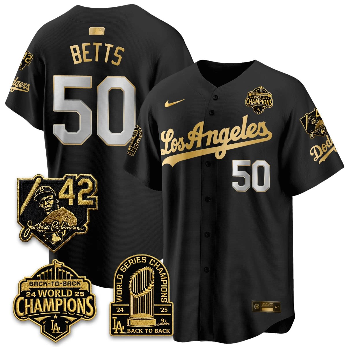 Los Angeles Dodgers 2026 New Era Gold Collection Vapor Limited Jersey - B2B Champs - All Stitched by Los Angeles Dodgers