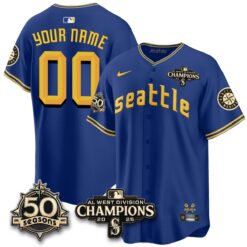 Seattle Mariners Vapor Premier Custom Limited Jersey - 50th Anniversary & AL West Division Champions - Steelheads Community Funds - All Stitched by Seattle Mariners