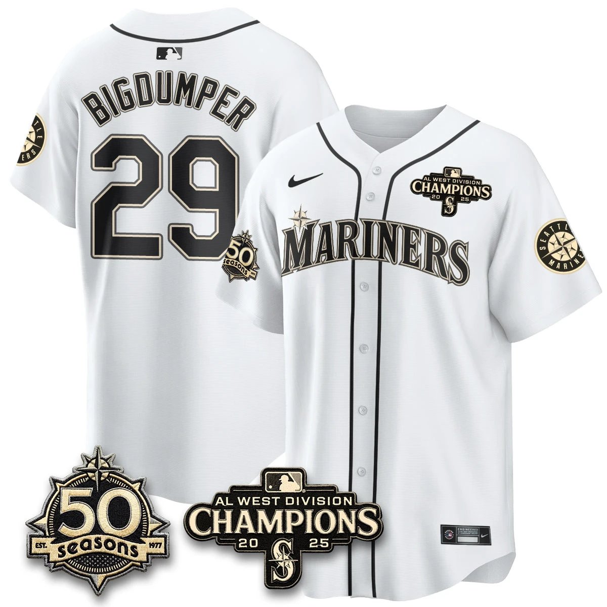 Seattle Mariners Vapor Premier Limited Jersey - 50th Anniversary & AL West Division Champions - Steelheads Community Funds - All Stitched by Seattle Mariners