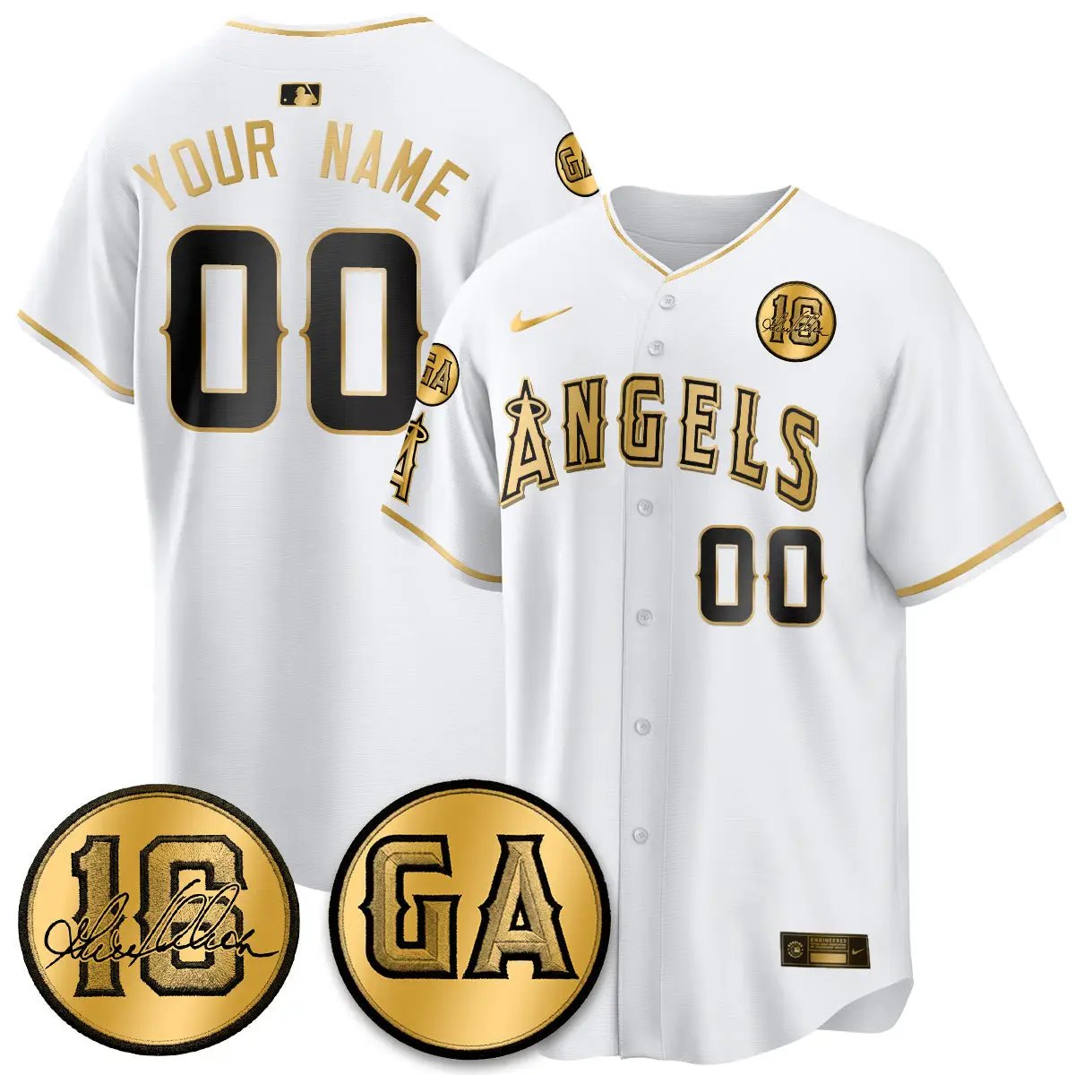 LAA Garret Anderson Tribute Patch Vapor Custom Jersey - All Stitched V2 by Los Angeles Angels