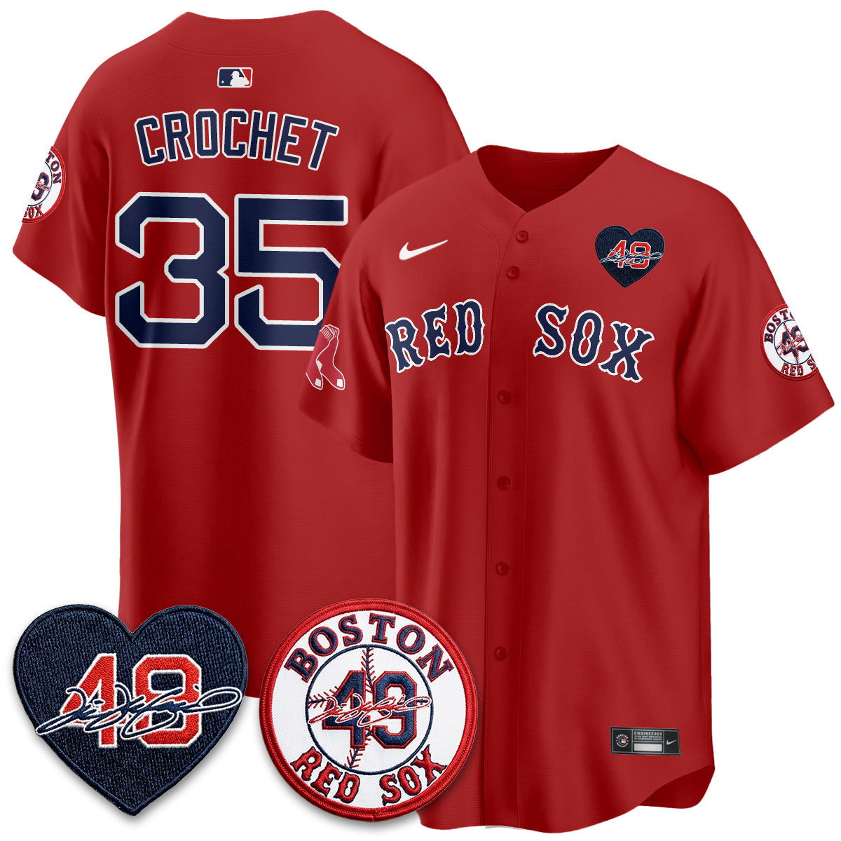 BOS Tim Wakefield Memorial Patch Vaper Premier Limited Gold Jersey - All Stitched by Boston Red Sox