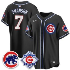 Chicago Cubs 150th Anniversary Black Out Style Vapor Premier Limited Jersey - All Stitched by Chicago Cubs