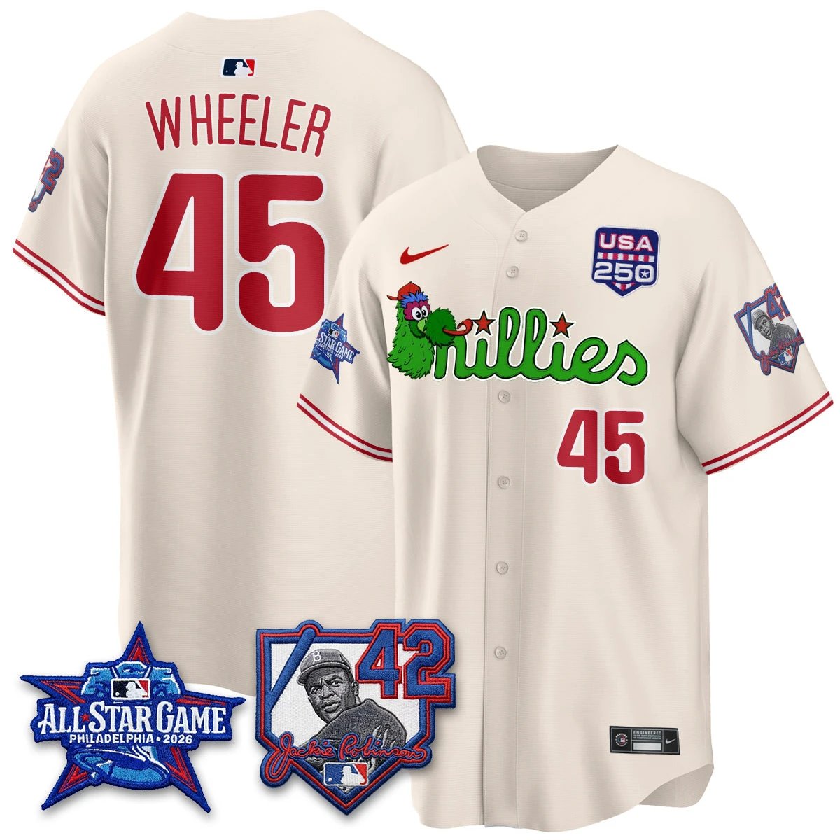 Philadelphia Phillies Phanatic 2026 New Era & 250th USA Vapor Limited Jersey - All Star Game - All Stitched by Philadelphia Phillies