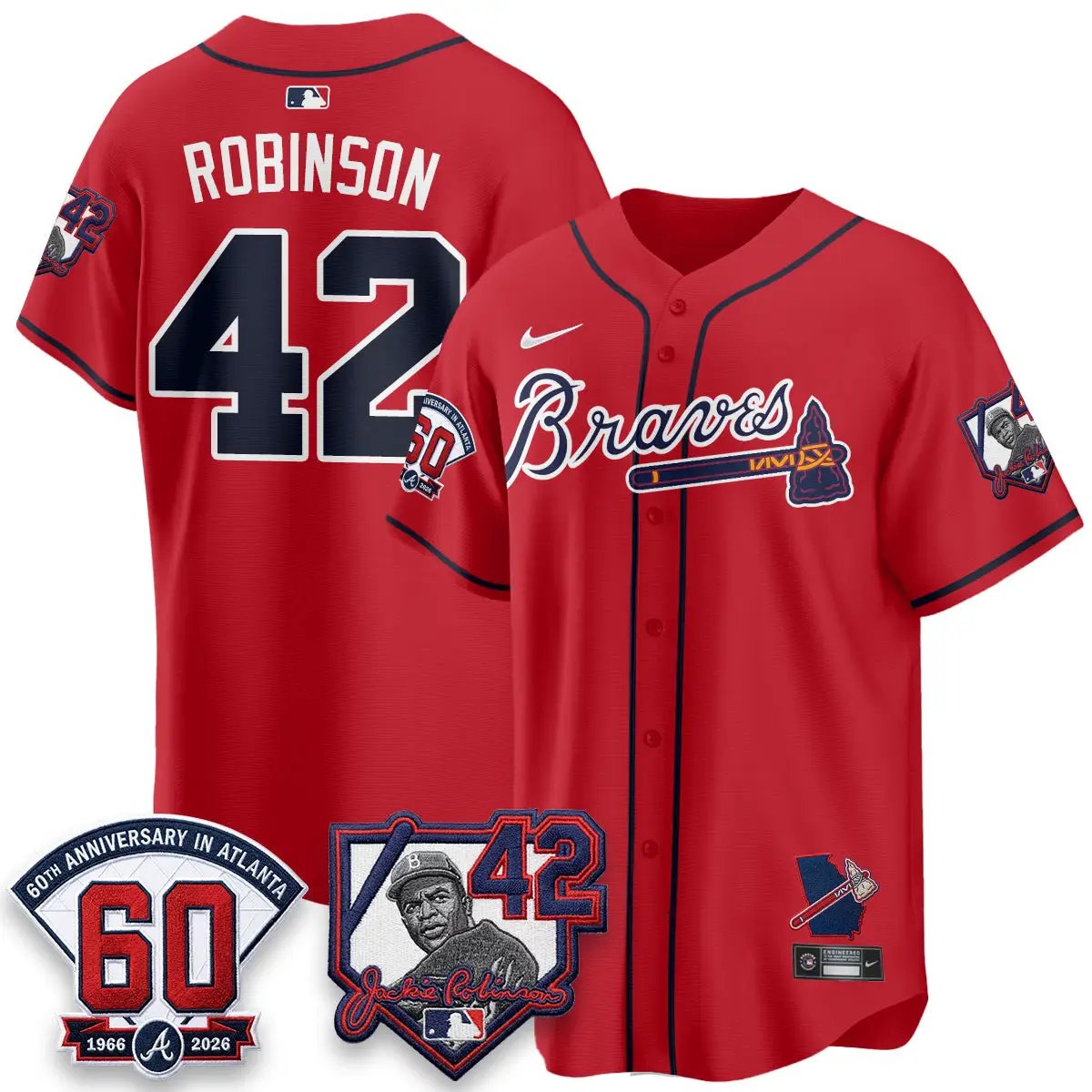 ATL 2026 Jackie Robinson Day Vapor Limited Red Jersey - All Stitched by Atlanta Braves