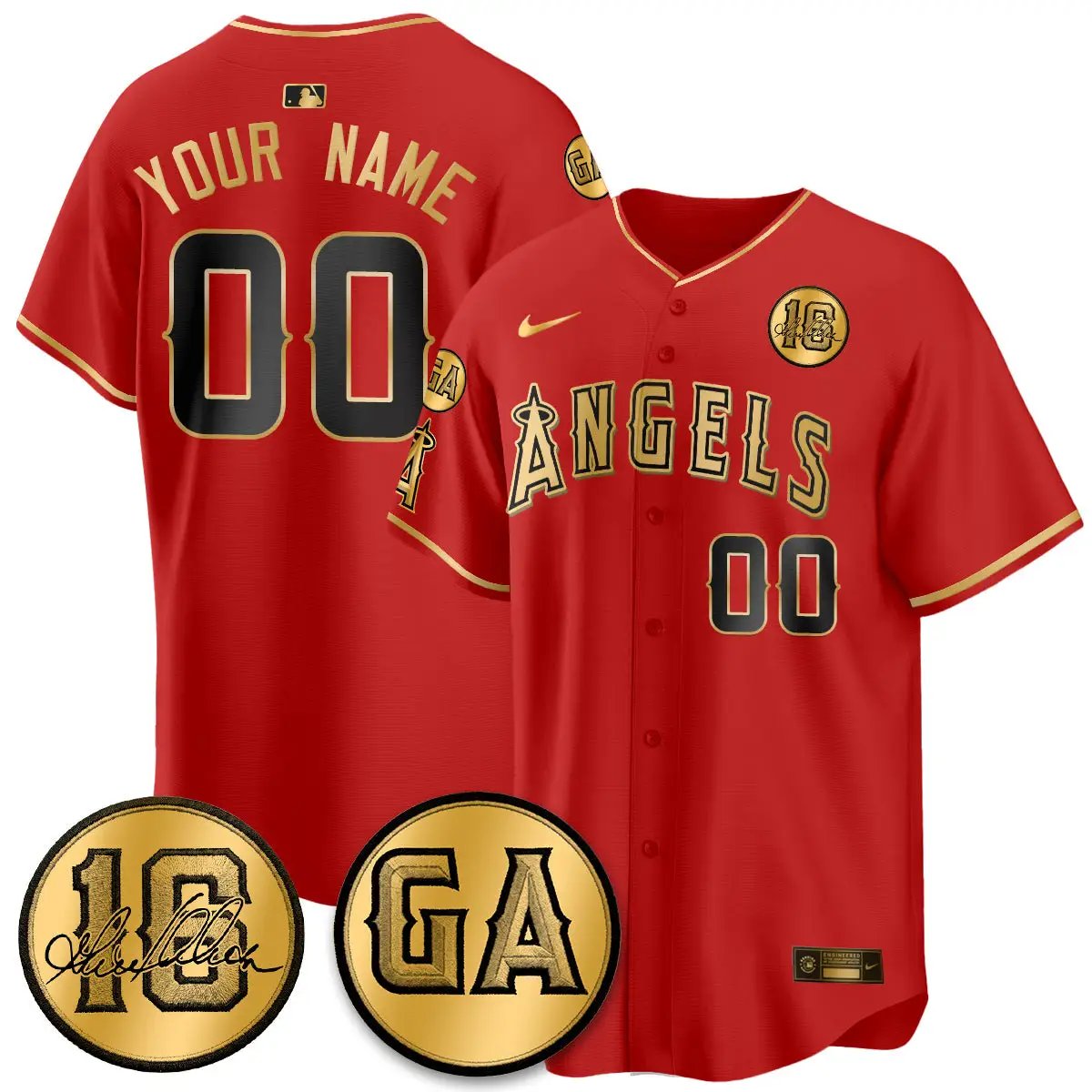 LAA Garret Anderson Tribute Patch Vapor Custom Jersey - All Stitched V2 by Los Angeles Angels