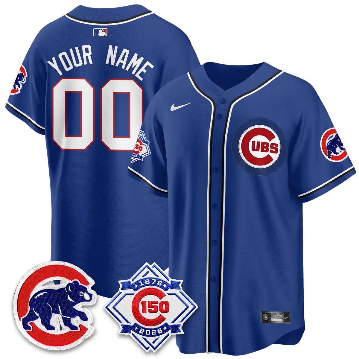 Chicago Cubs 150th Anniversary Black Out Style Vapor Premier Limited Custom Jersey - All Stitched by Chicago Cubs