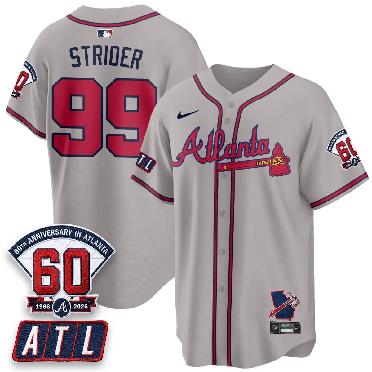 ATL 2026 60th Anniversary Vapor Limited Jersey - All Stitched by Atlanta Braves