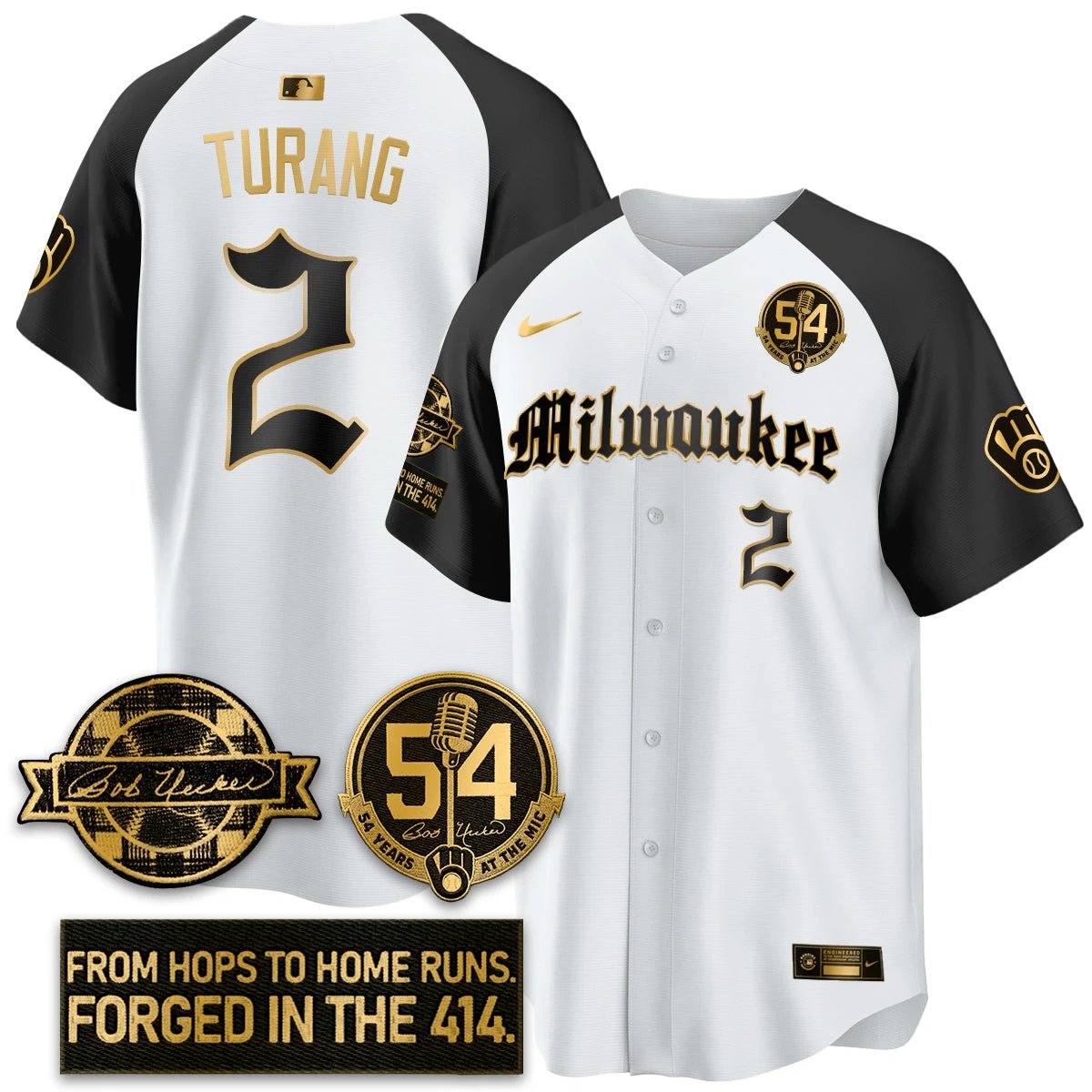 MIL Bob Uecker Patch Vapor Premier Limited Jersey - Gothic Edition - All Stitched by Milwaukee Brewers