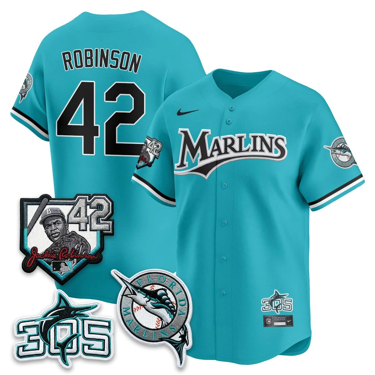 MIA 2026 Throwback Jackie Robinson New Era Vapor Limited Jersey - All Stitched by Miami Marlins