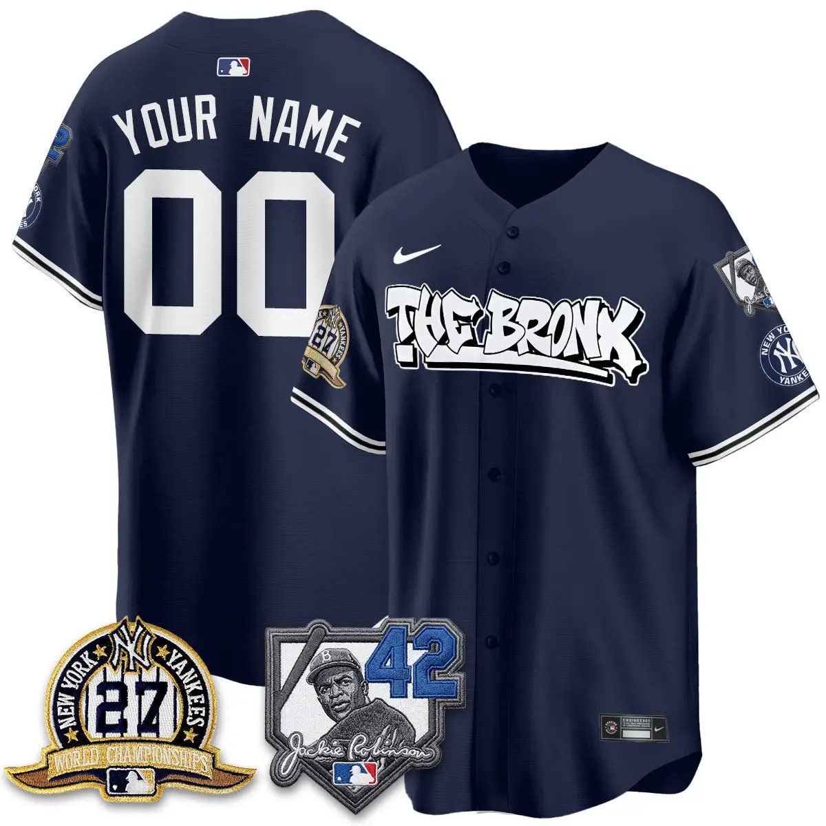 New York Yankees The Bronx 2026 Jackie Robinson Day Vapor Limited Custom Jersey - All Stitched by New York Yankees